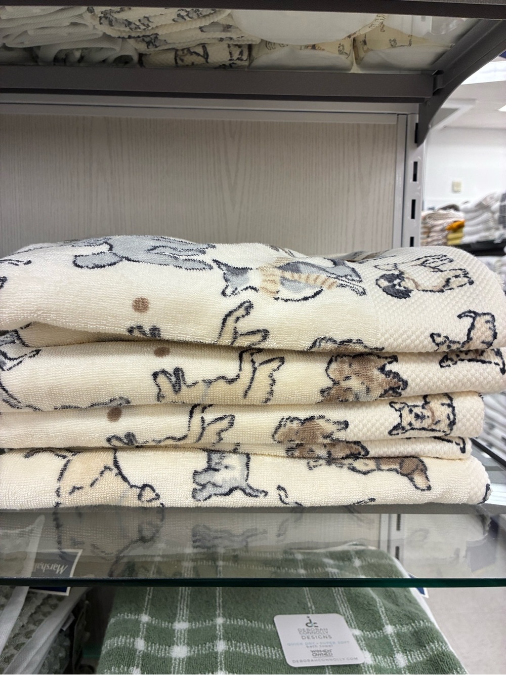 SET of 3!!! Cream Animal Print Home Bath Towels - Soft Plush Absorbent